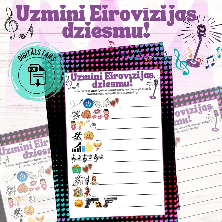 Spēle "Uzmini Eirovīzijas uzvarētājdziesmu", digitāls PDF fails